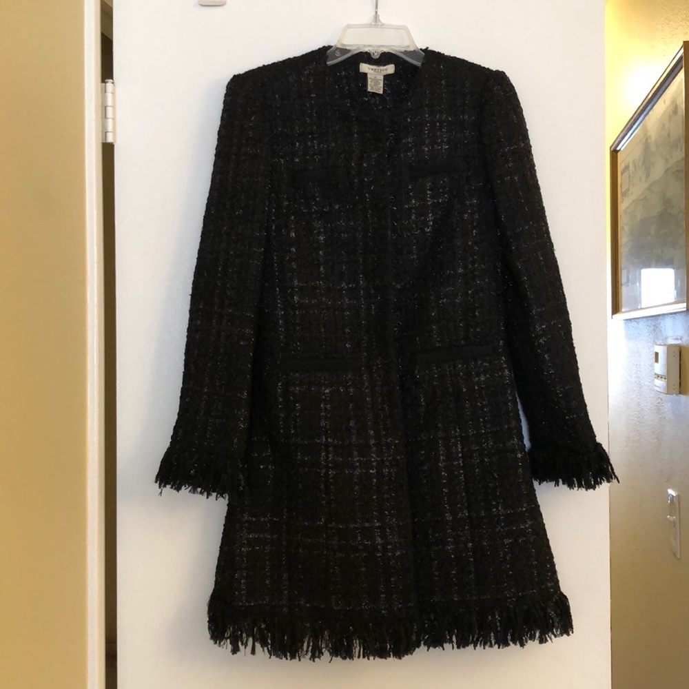 NWT Vertigo Paris fringe wool blend coat